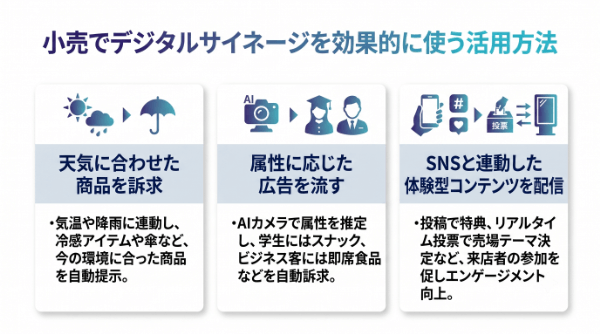 小売でデジタルサイネージを効果的に使う活用方法